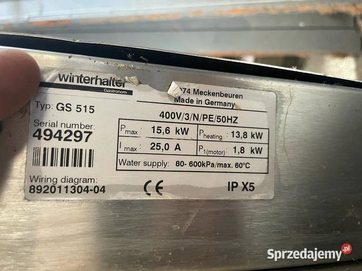 Zmywarka przemysłowa Winterhalter GS 515 15kW Zmywarki małopolskie Nowy Sącz