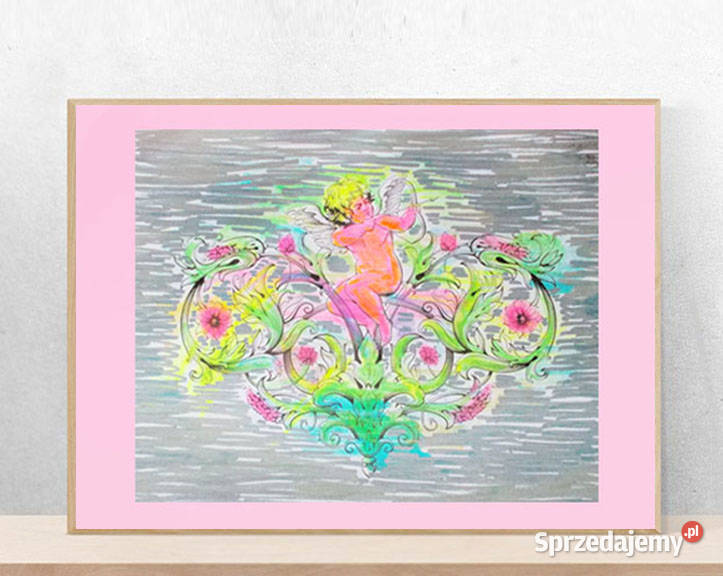 amorek obrazek A4 plakat z amorkiem aniołek Toruń sprzedam