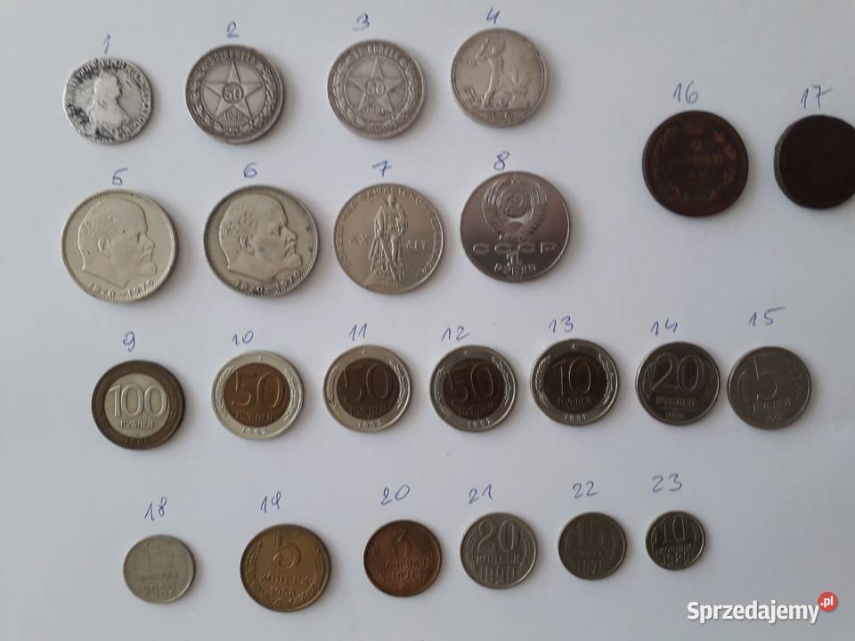 stare monety rosyjskie 1766, 1812, 1921, 1970 inne z Leninem