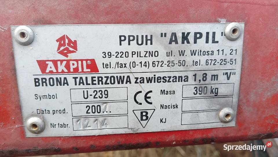 Talerzówka AKPIL 2x8 nieuszkodzony Radzyń Podlaski sprzedam