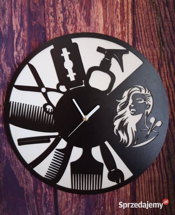 Duży zegar fryzjerski 40 z personalizacją barber ścienny Bełchatów