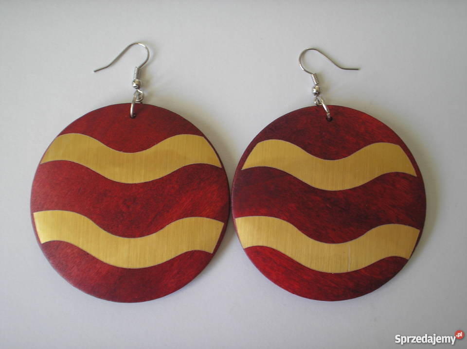 Piękne drewniane kolczyki o średnicy 55 Kraków sprzedam
