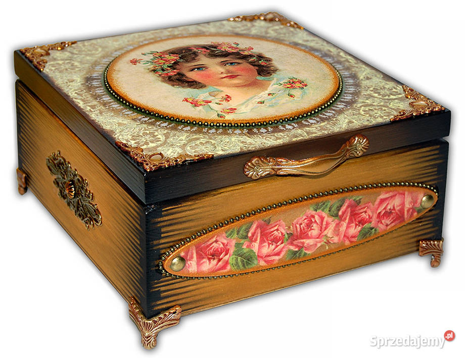SZKATUŁKA pudełko drewniane VICTORIAN GIRL 20x20 Bydgoszcz