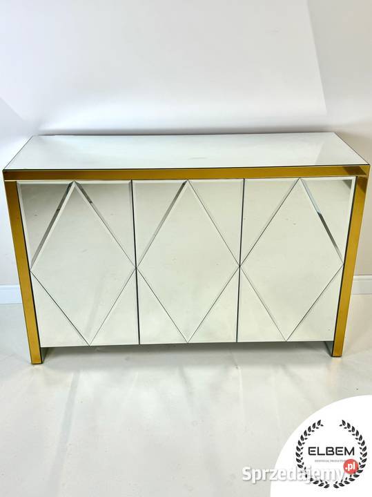 Komoda szklana biała złota ramka Glamour mazowieckie Warszawa