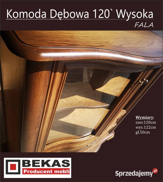 Śliczna Komoda 120 Gięte Fronty i Szkło Stylowa 120cm Maków Mazowiecki