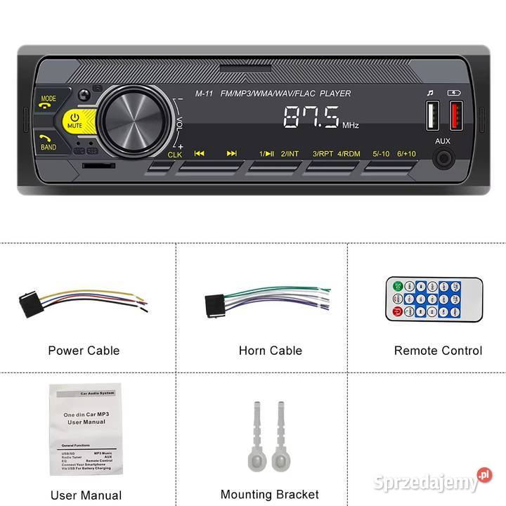Radio Podofo 1 DIN multikolor MP3AUXUSBBT nowe Siedlce sprzedam