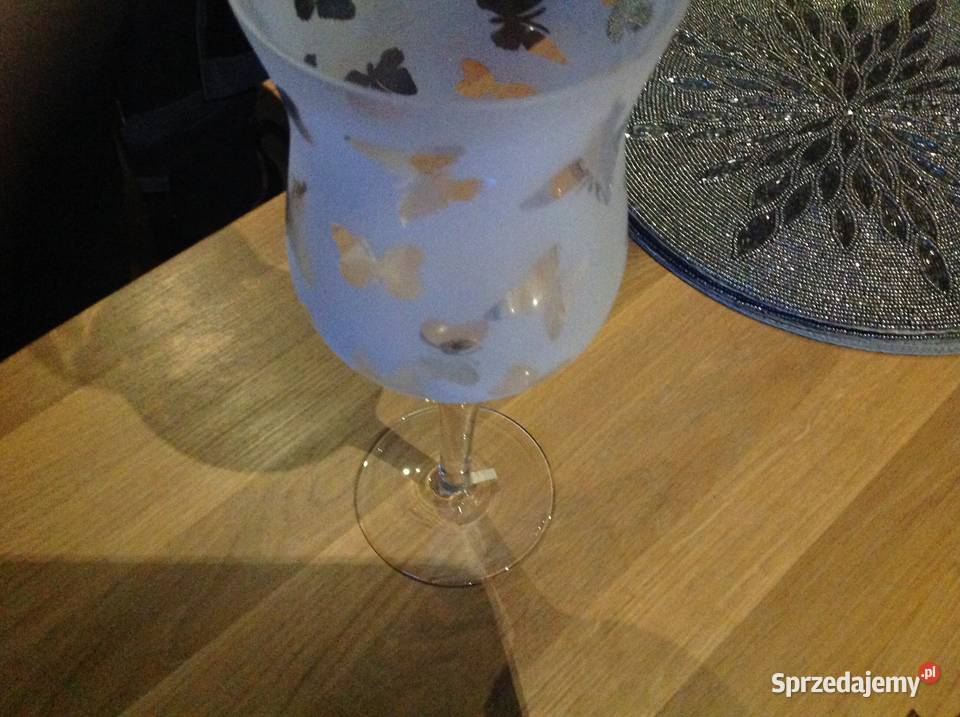 Kielich Ozdobny Lampion Szklany Vintage Nowa Sól