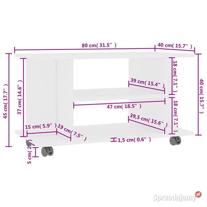 Szafka pod TV biała 80x40x45 materiał