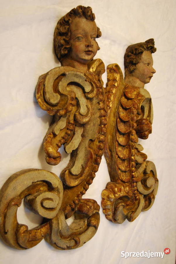Para aniołów putta z mackami Włochy ok 1700 r Poznań