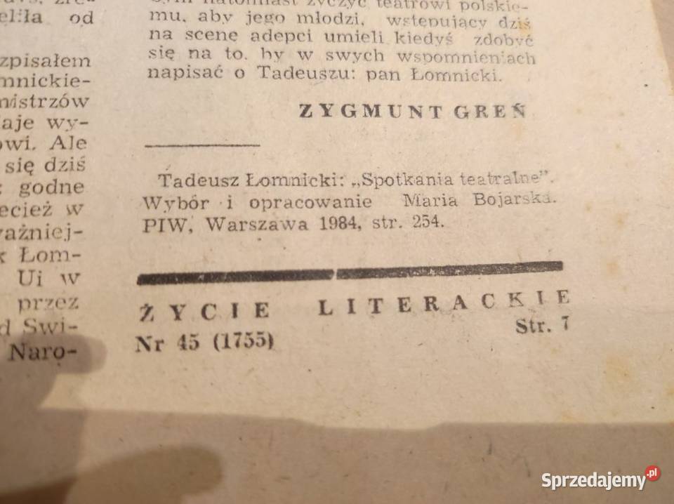 Życie Literackie 1985 45 1755 czasopismo tetro świętokrzyskie Kielce