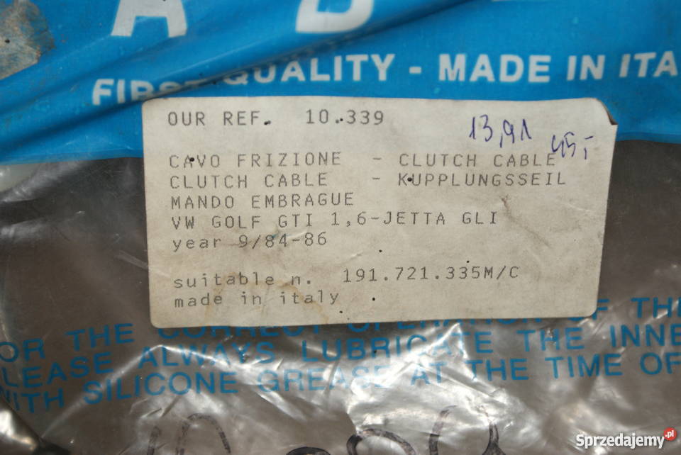 LINKA SPRZĘGŁA VW VW Golf 16 GTi Jetta 16 GLi DS osobowe Pozostałe Białobrzegi