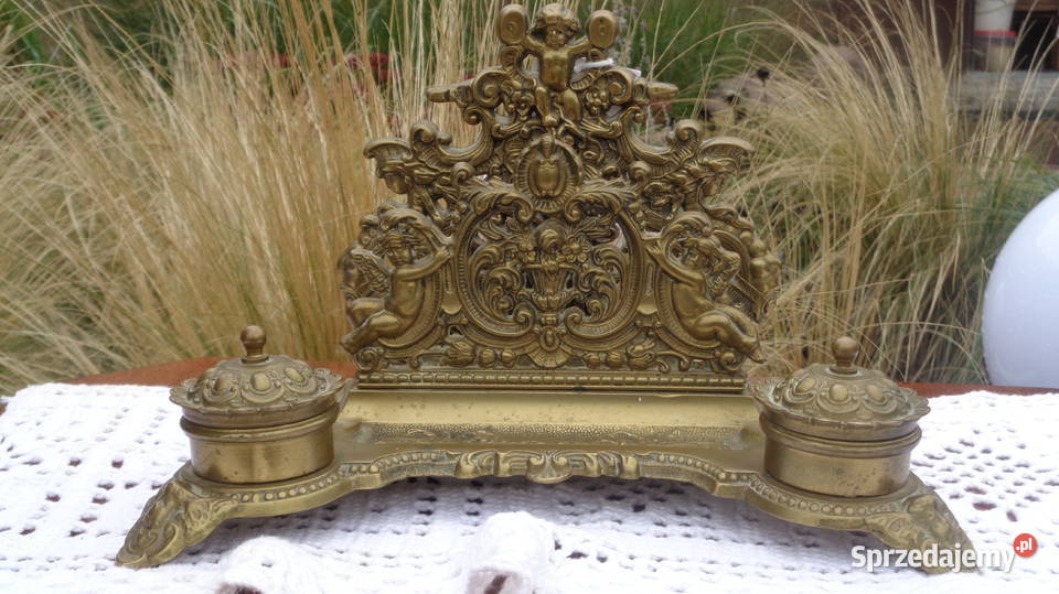 mosiężny kałamarz z listownikiem Pozostałe Mielnica Duża