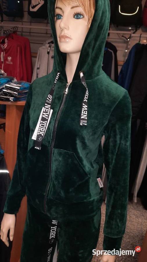 Dres welurowy ciemna zieleń S M XL XXL XXXL Dębica