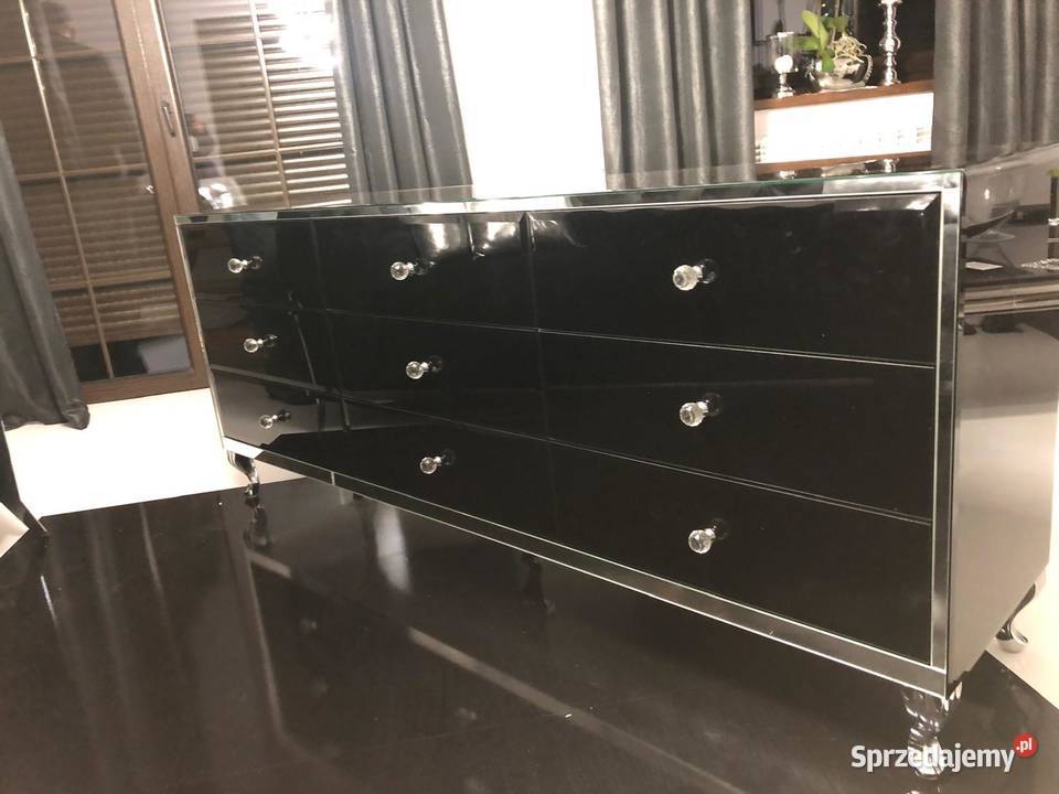 Ekskluzywna Komoda Szklana 170 Czarny Mirror Kępno