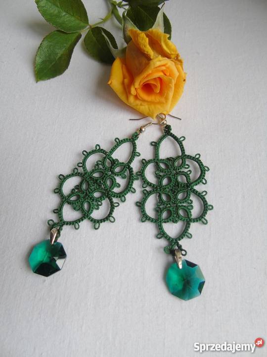 Kolczyki Frywolitkowe Wiśniowa