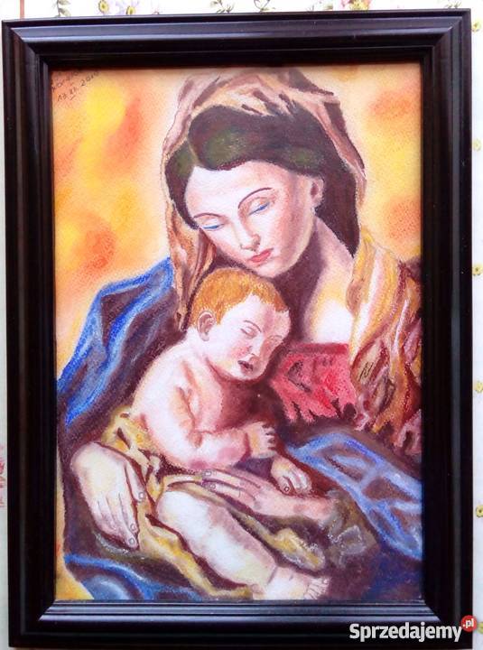 Obraz ręcznie malowany - "Madonna z Dziecciątkiem"
