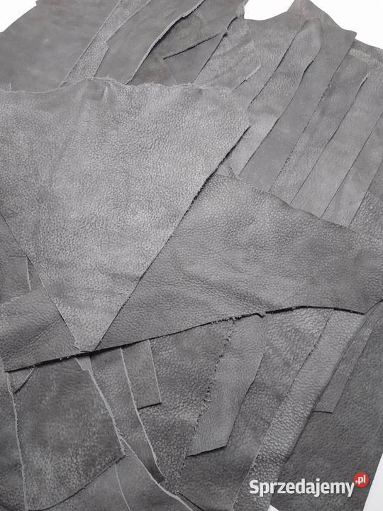 Skóra Naturalna Włoska Szara Postarzana średnie Gdańsk