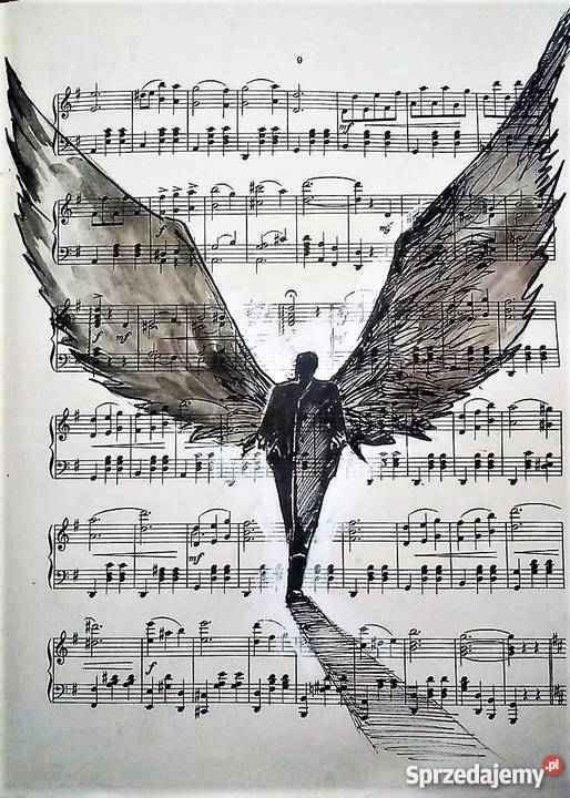 ANIOŁ JEST DŹWIĘKIEM akwarela artystki Adriany Katowice