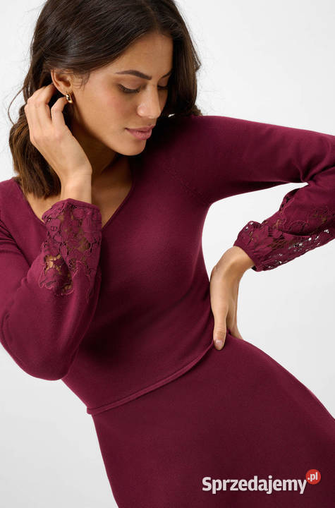 Nowa sukienka z dzianiny bordo rękaw z koronką Rozmiar 34(XS) Warszawa