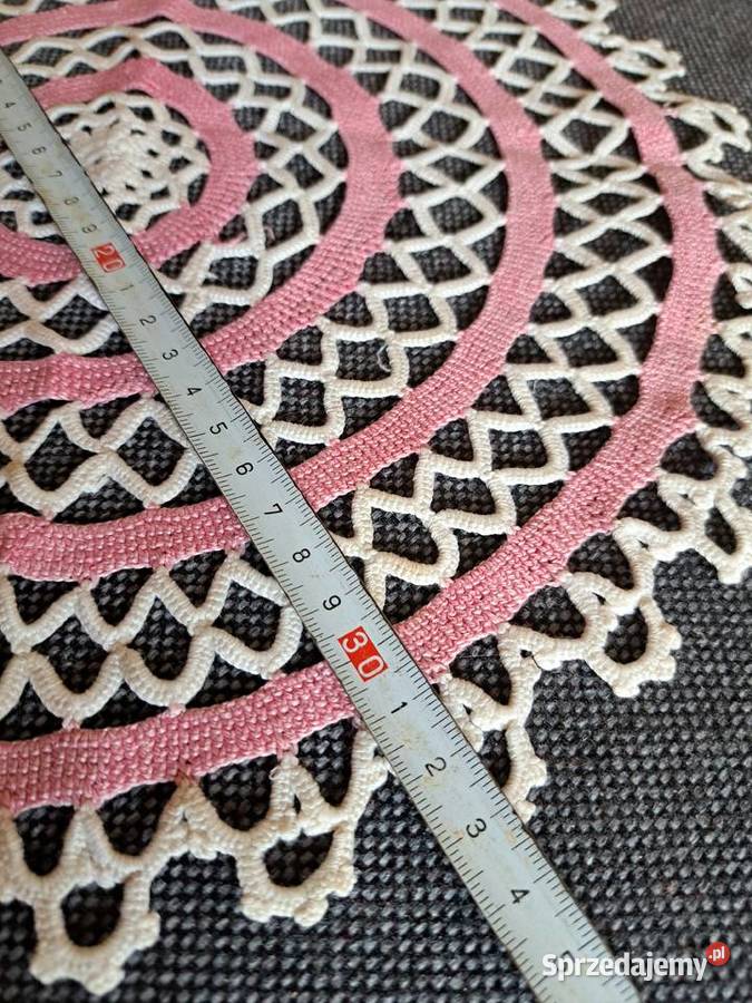 serwetki szydełkowe zestaw 5 różowy łódzkie Łódź