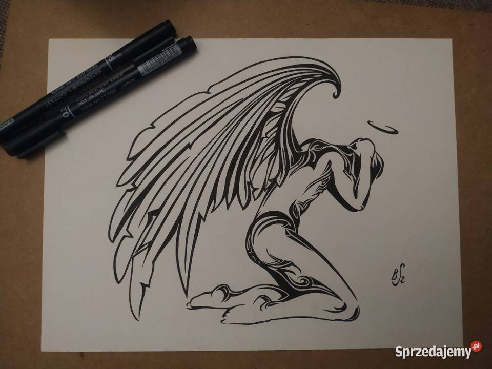 Rysunek upadły anioł cien blok t A4 250 gm2 sprzedam