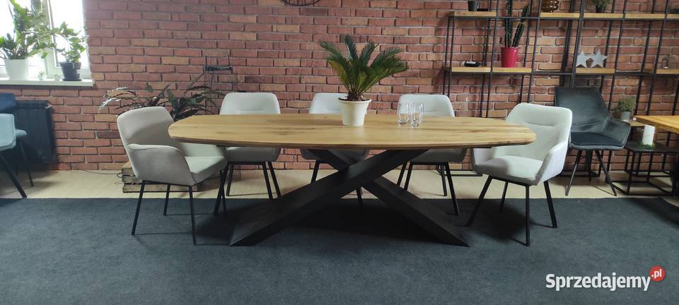 stół lity dąb owal 200x100 zacięta krawędź Meble Zimnowoda