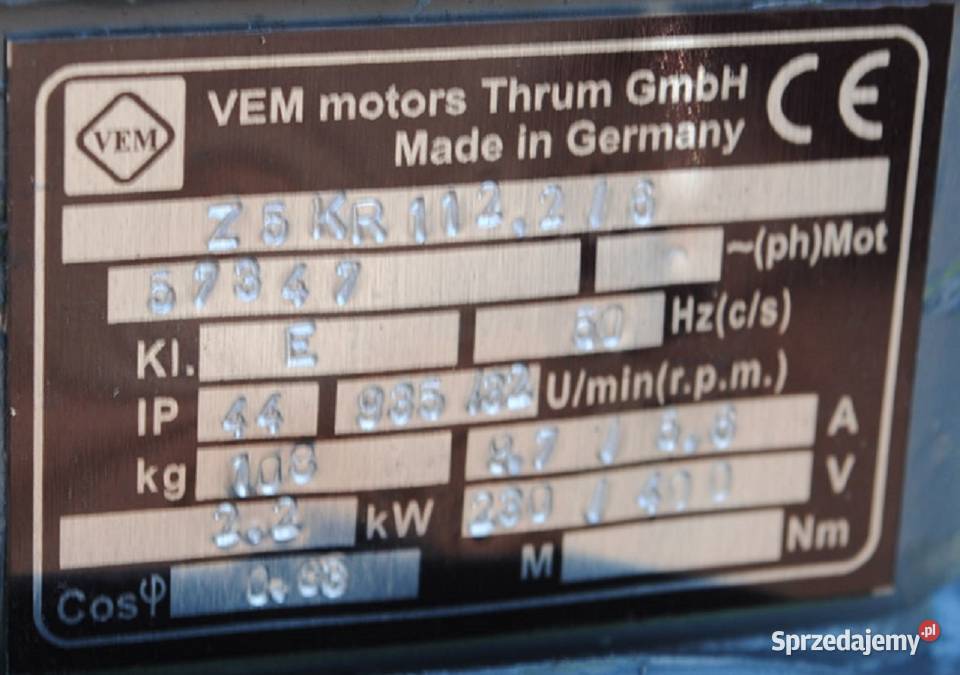 Motoreduktor 22kw 32obrmin Firmy VEM lubuskie Kargowa sprzedam