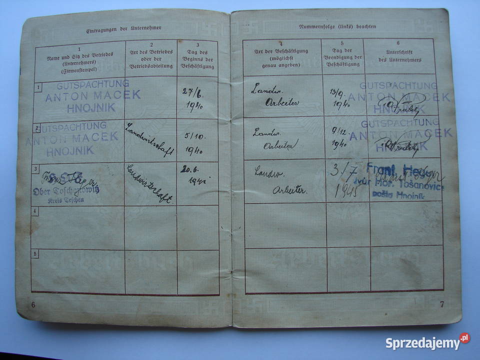 Kocoń gm Ślemień Żywiec Arbeitsbuch książeczka Warszawa sprzedam