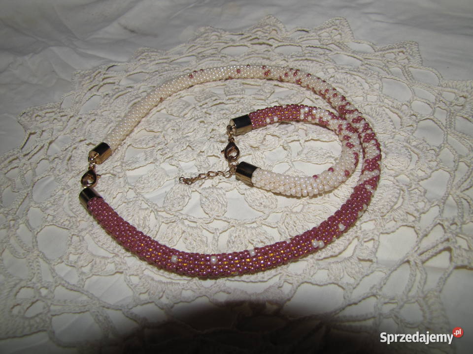 Komplet koralikowy rękodzieło podkarpackie Pruchnik