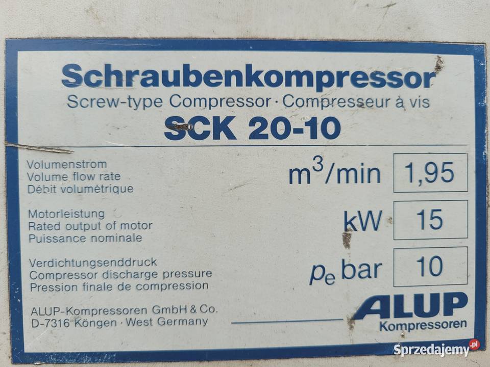 Sprężarka śrubowa Alup SCK 2010 Produkcja Miastko