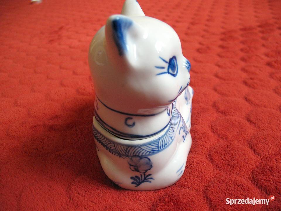 Kot urocza szkatułka porcelana 11 x 13 x 7
