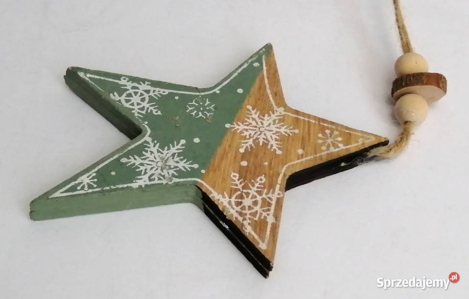 Gwiazdka drewniana zawieszka świąteczna beżowy Lublin