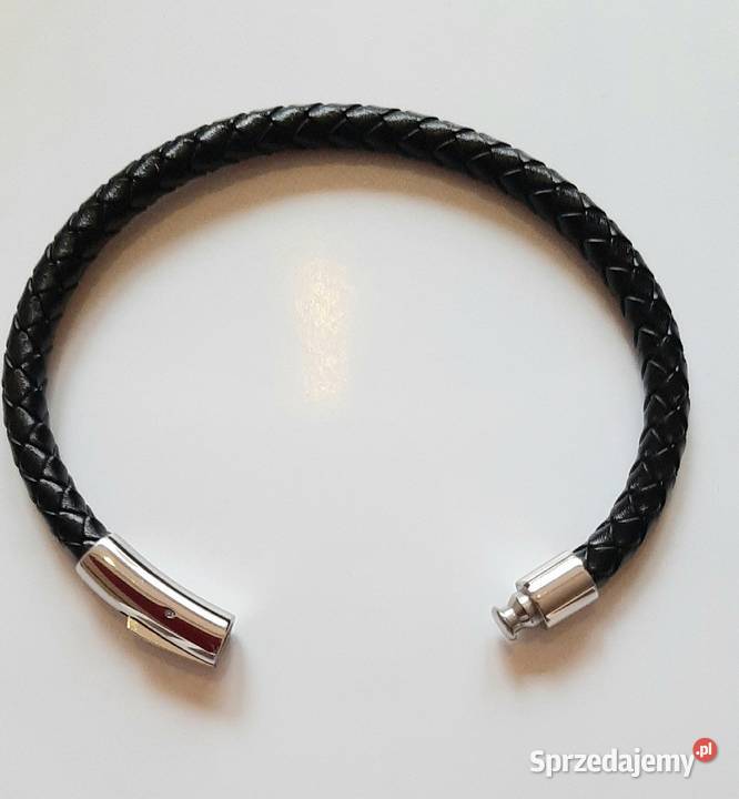 BRANSOLETKA 21 ZAPIĘCIE MAGNES STAL SKÓRA MĘSKA Częstochowa