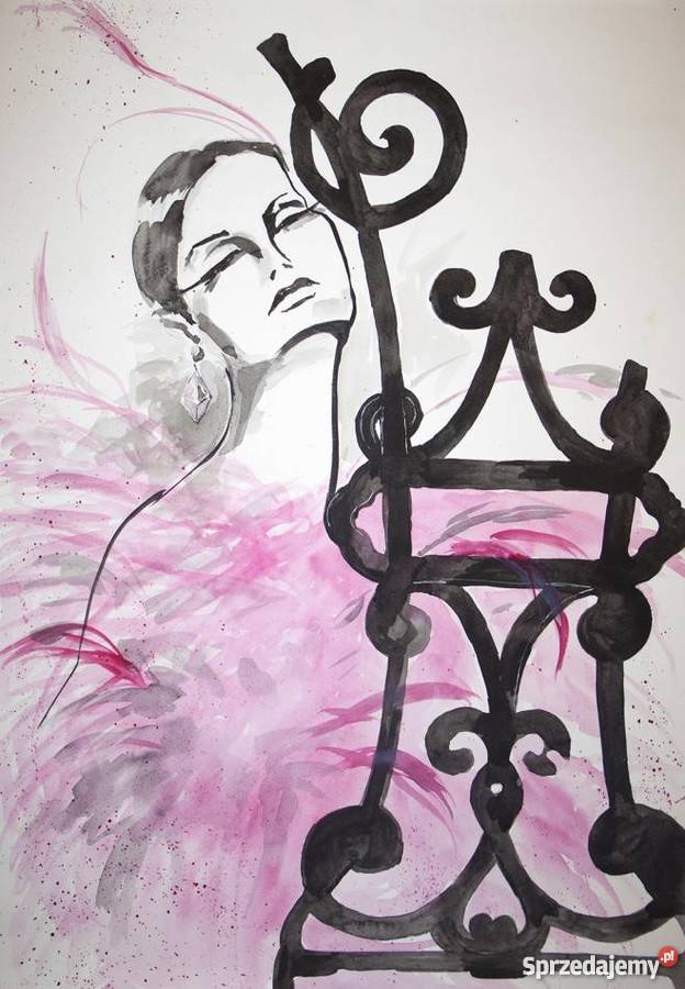 DAMA RÓŻANA obraz artystki plastyka Adriany Katowice