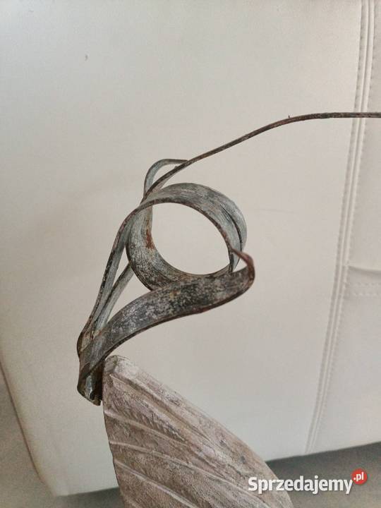 Dekoracja ogrodu ptak żuraw drewno metal