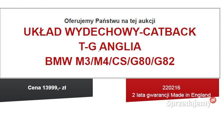 UKŁAD WYDECHOWY AKTYWNY 2x76mm do BMW M3M4 G80 Szczecin sprzedam