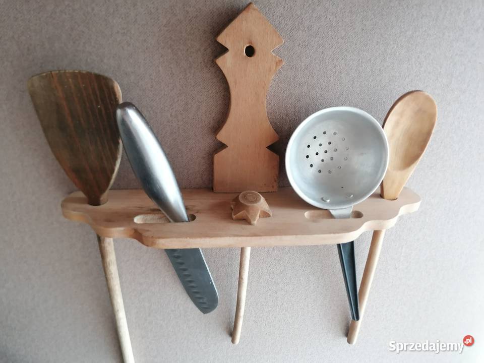 Wieszak kuchenny drewniany naścienny na przybory Łódź sprzedam