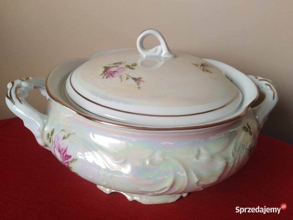 Duża Waza Porcelanowa Róża Szlachetna Błękit PRL Porcelana i szkło dolnośląskie Wałbrzych