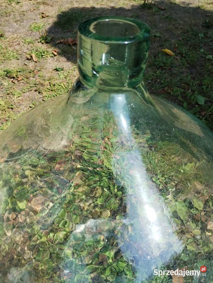 Balony na wino galon PRL zielone szkło ręczny Racibórz