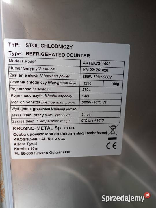 Stół chłodniczy 2drzwiowy Rilling AKTEK7211602 Gastronomia Wrocław