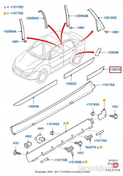 LISTWA BŁOTNIKA PRAWY TYŁ FORD FOCUS 9805