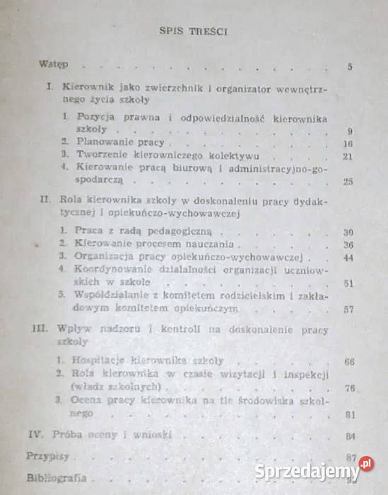Rola kierownika w doskonaleniu pracy szkoły Chełm sprzedam