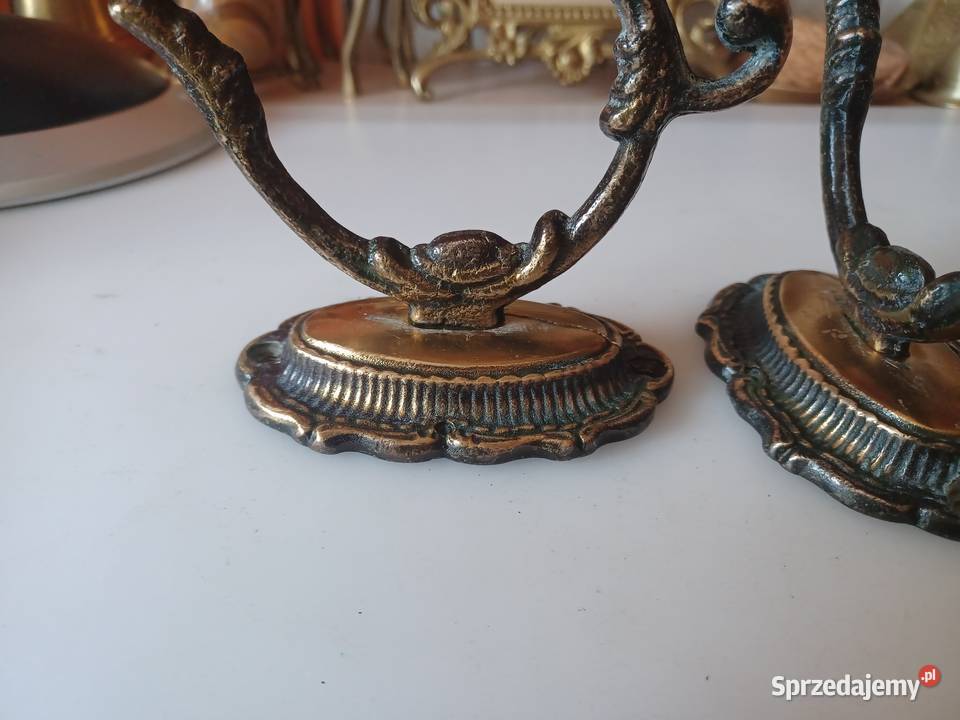 Trzy piękne duże mosiężne wieszaki
