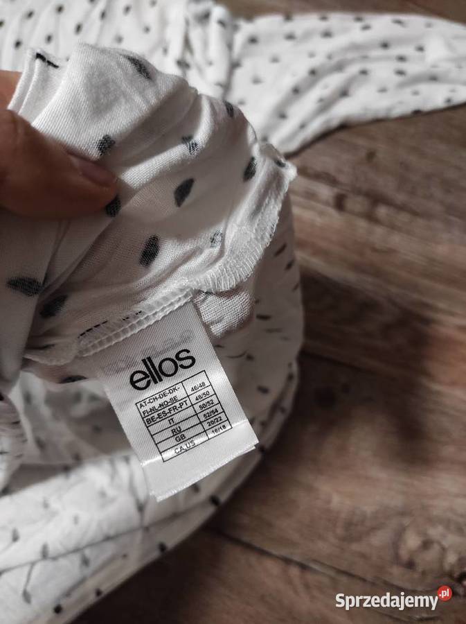 biała dłuższa bluzka z wiskozy ellos 4648 czarny Moda i Styl Białka