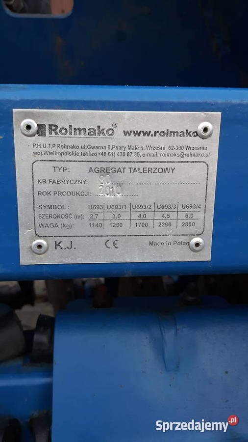 Agregat talerzowy uprawowo siewny talerzówka Grzywna sprzedam