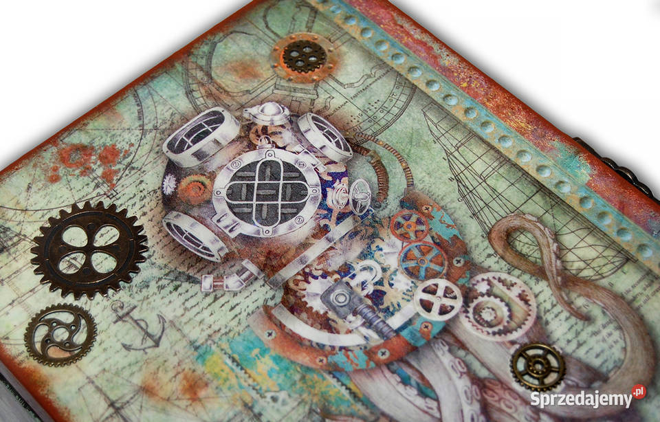 KUFEREK drewniana skrzynka SEA STEAMPUNK Dekoracje i ozdoby Bydgoszcz