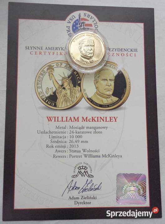 USA 1 dolar 2013 Prezydenci USA pozłacany K11 Antyki, Sztuka, Kolekcje Warszawa