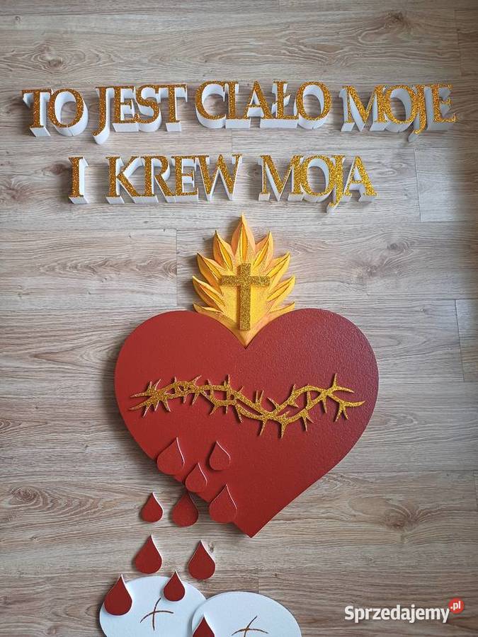 Serce z cierniem płomień napis dekoracja ołtarz sprzedam