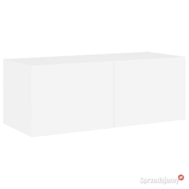 Ścienna szafka TV z LED biała 80x35x31 WM837281 RTV
