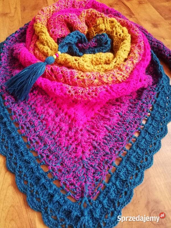 Chusta Ombre miodowyfuksjamorska rękodzieło świętokrzyskie sprzedam